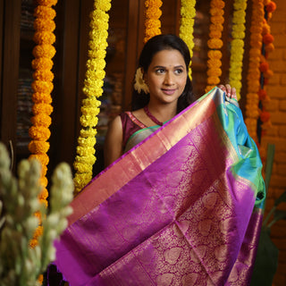 Peacock Green Soft Silk Saree - SRPGSSS218