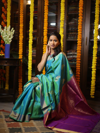 Peacock Green Soft Silk Saree - SRPGSSS218