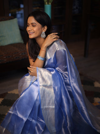 Blue Banarasi Tissue Silk Saree-SRBBTSS6