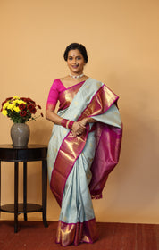Grey Kanjeevaram Silk Saree - SRGKSS855