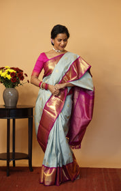 Grey Kanjeevaram Silk Saree - SRGKSS855