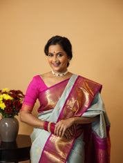 Grey Kanjeevaram Silk Saree - SRGKSS855