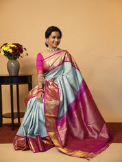 Grey Kanjeevaram Silk Saree - SRGKSS855