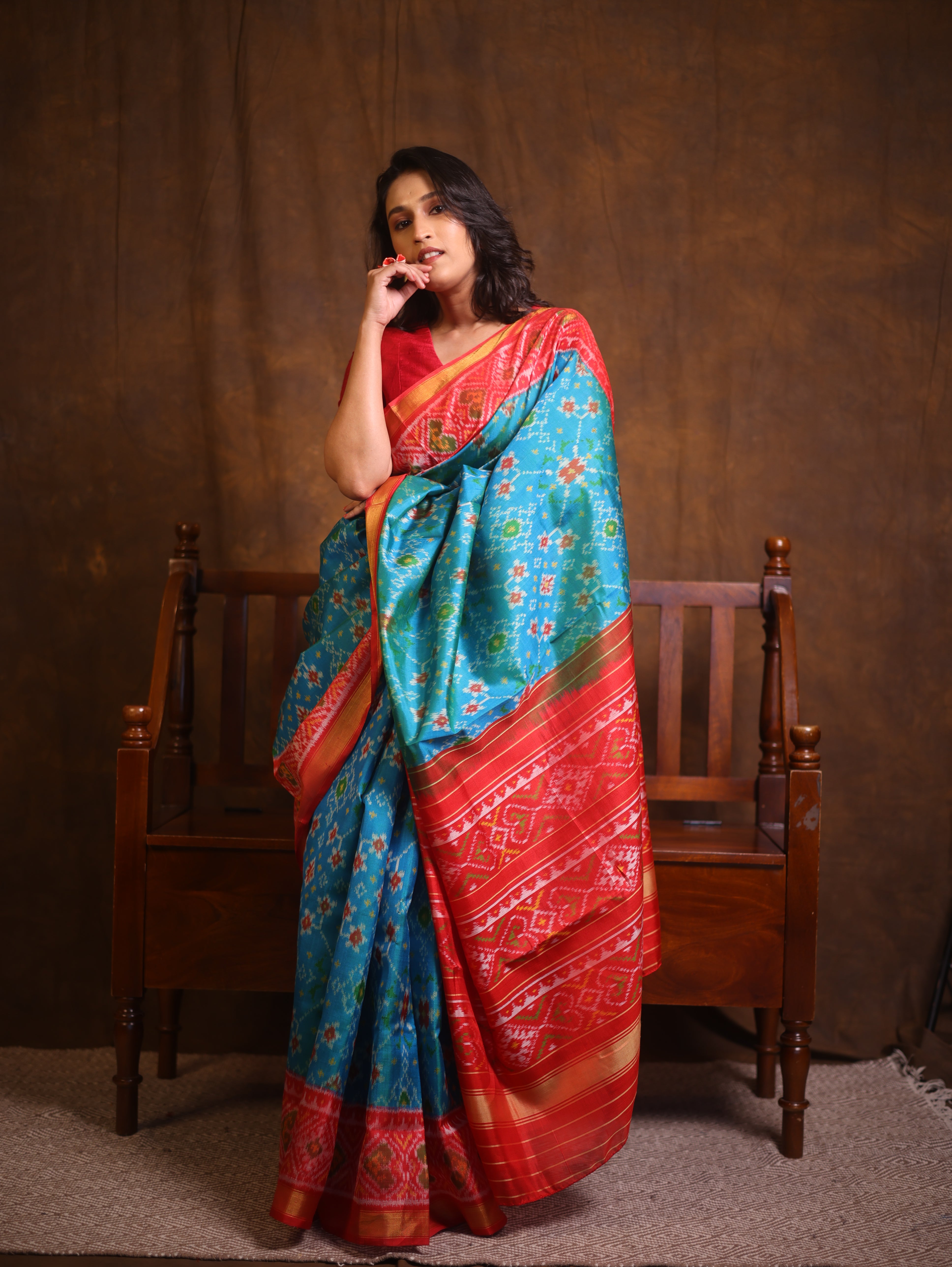 Aqua Blue Rajkot Patola Silk Saree - SRABRPSS561