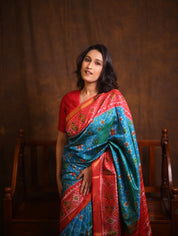 Aqua Blue Rajkot Patola Silk Saree - SRABRPSS561