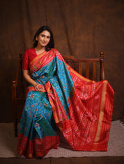 Aqua Blue Rajkot Patola Silk Saree - SRABRPSS561