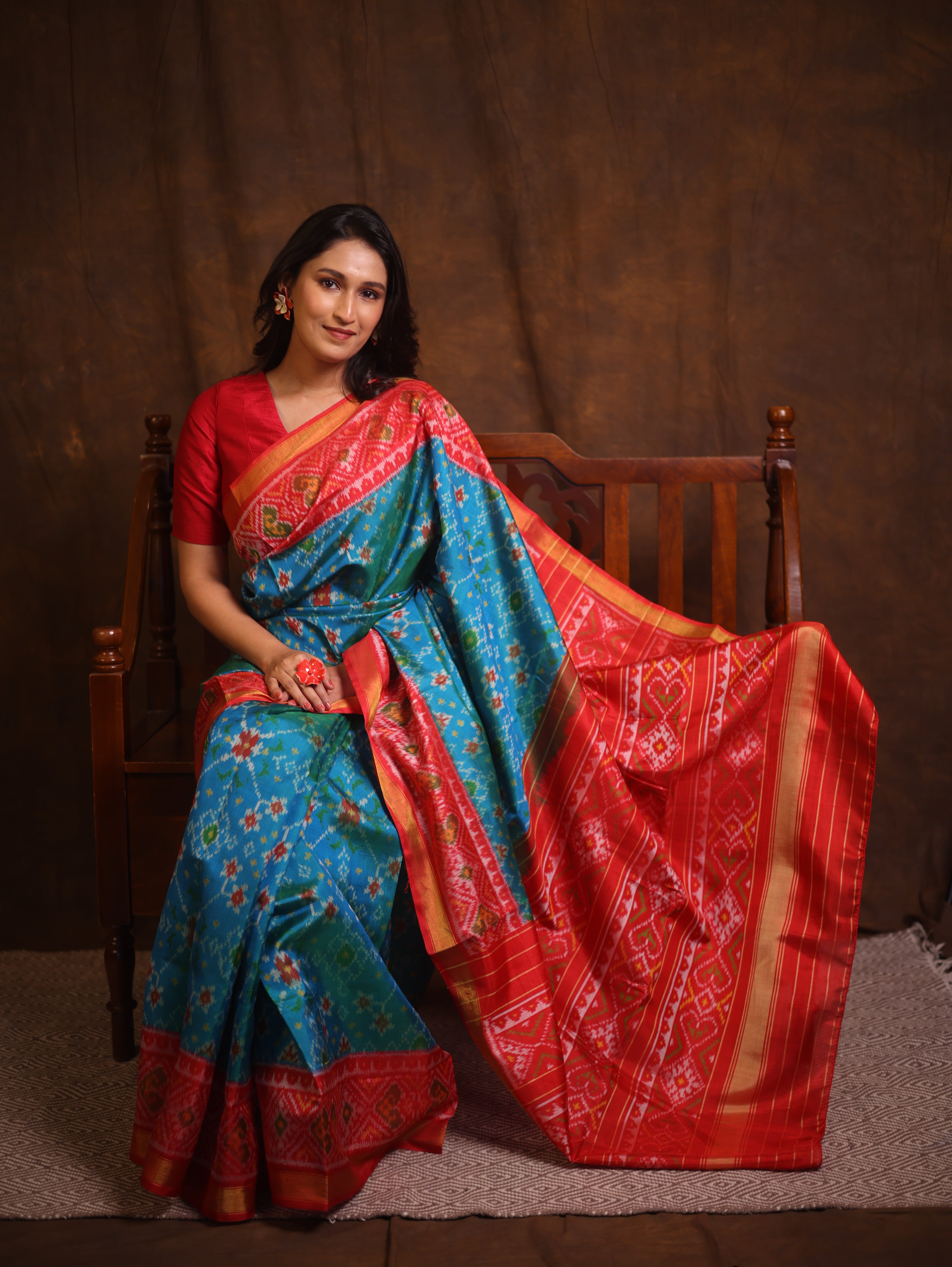 Aqua Blue Rajkot Patola Silk Saree - SRABRPSS561