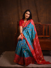 Aqua Blue Rajkot Patola Silk Saree - SRABRPSS561