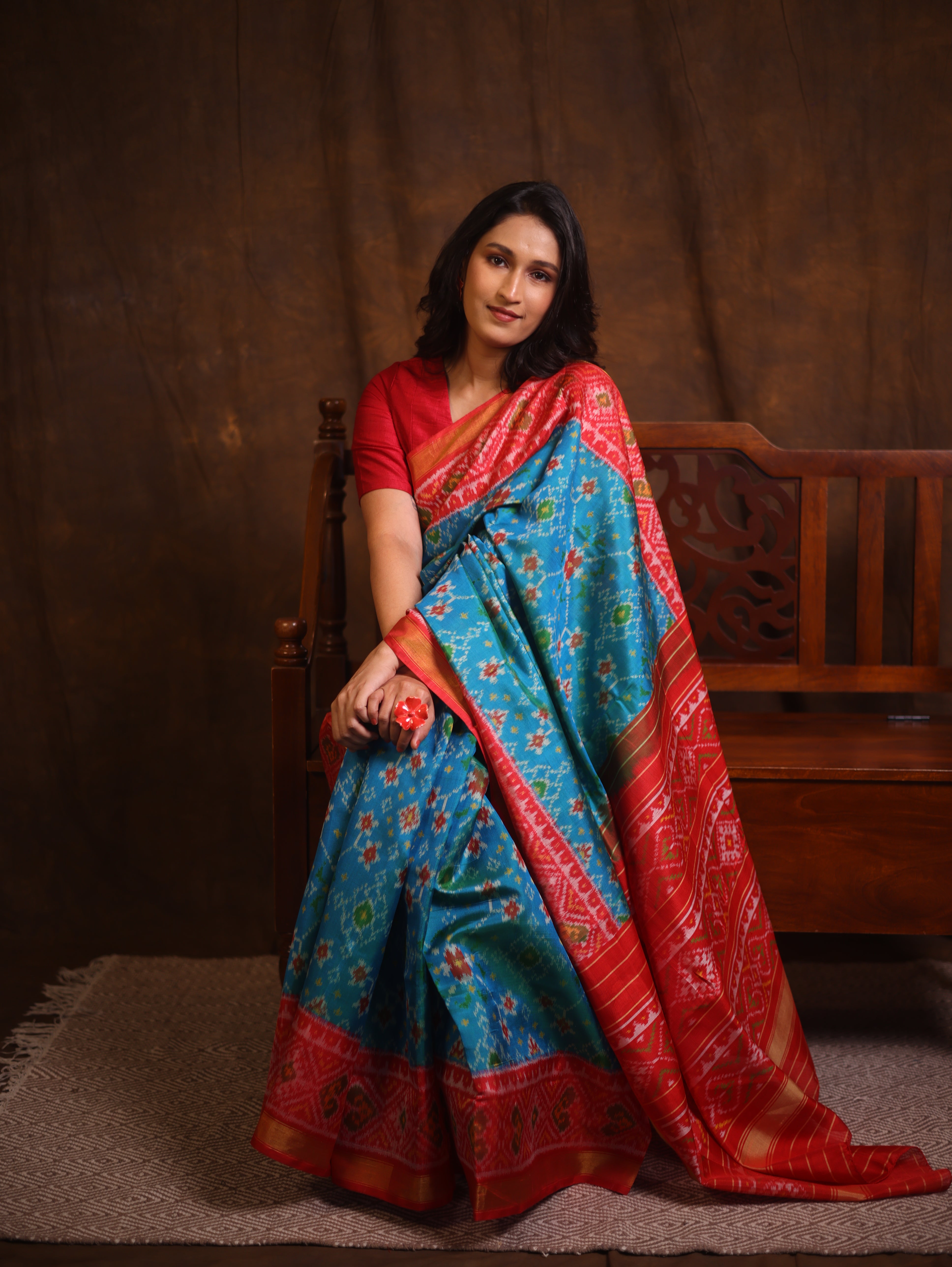 Aqua Blue Rajkot Patola Silk Saree - SRABRPSS561