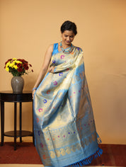 Cream Gadwal Silk Saree - SRCGSS495