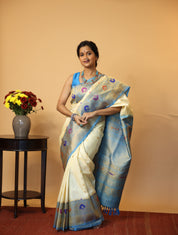 Cream Gadwal Silk Saree - SRCGSS495