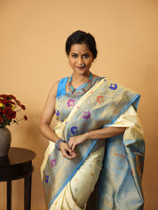Cream Gadwal Silk Saree - SRCGSS495