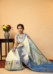 Cream Gadwal Silk Saree - SRCGSS495