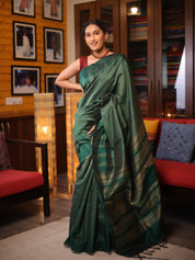 Green Raw Silk Saree - SRGRSS708