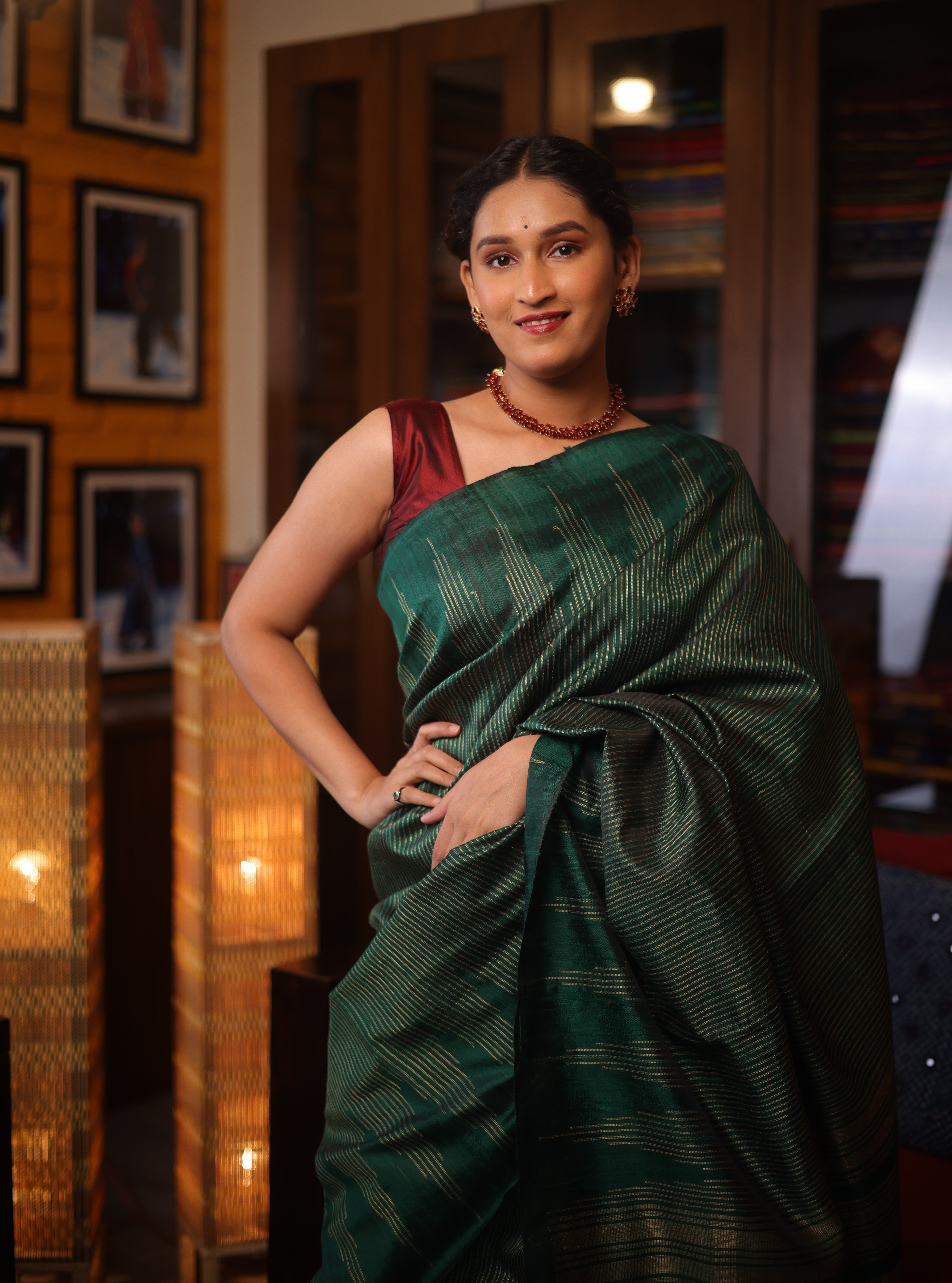 Green Raw Silk Saree - SRGRSS708