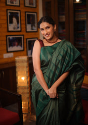 Green Raw Silk Saree - SRGRSS708