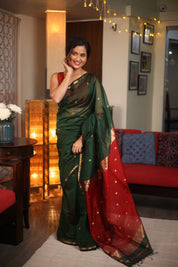 Green Maheshwari Saree - SRGMS655