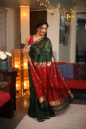 Green Maheshwari Saree - SRGMS655