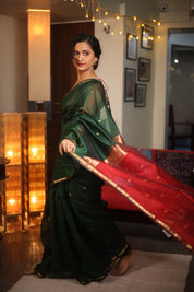 Green Maheshwari Saree - SRGMS655
