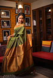 Mehendi Green Raw Silk Saree - SRMGRSS389