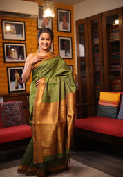 Mehendi Green Raw Silk Saree - SRMGRSS389