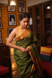 Mehendi Green Raw Silk Saree - SRMGRSS389