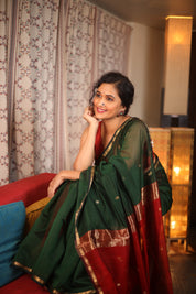 Green Maheshwari Saree - SRGMS655