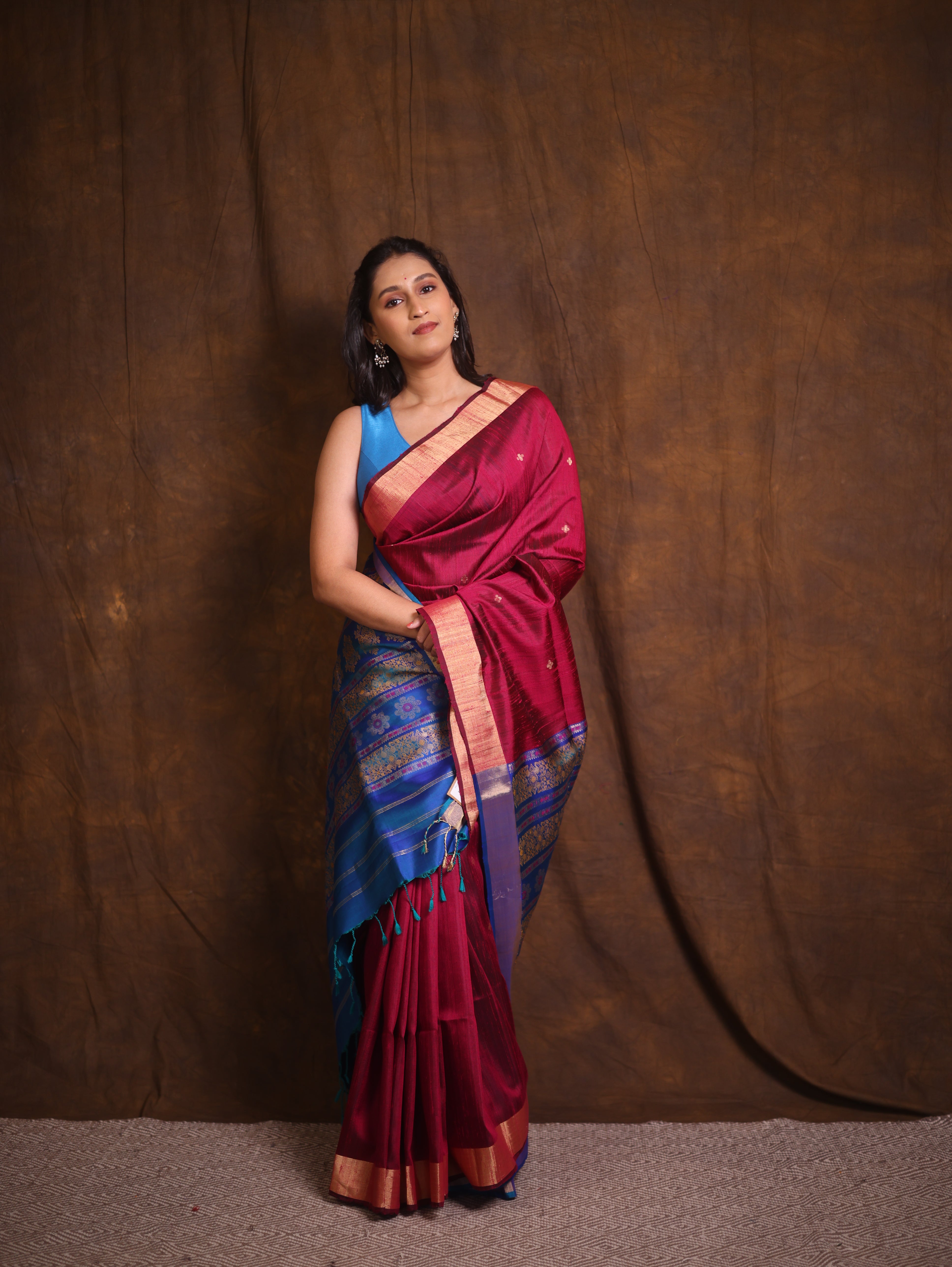 Plum Soft Silk Saree - SRPSSS418