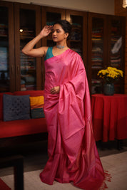 Pink Tussar Silk Saree - SRPTSS1484