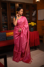 Pink Tussar Silk Saree - SRPTSS1484