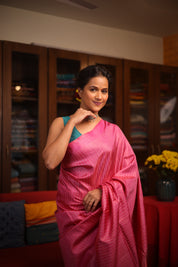 Pink Tussar Silk Saree - SRPTSS1484