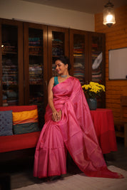 Pink Tussar Silk Saree - SRPTSS1484