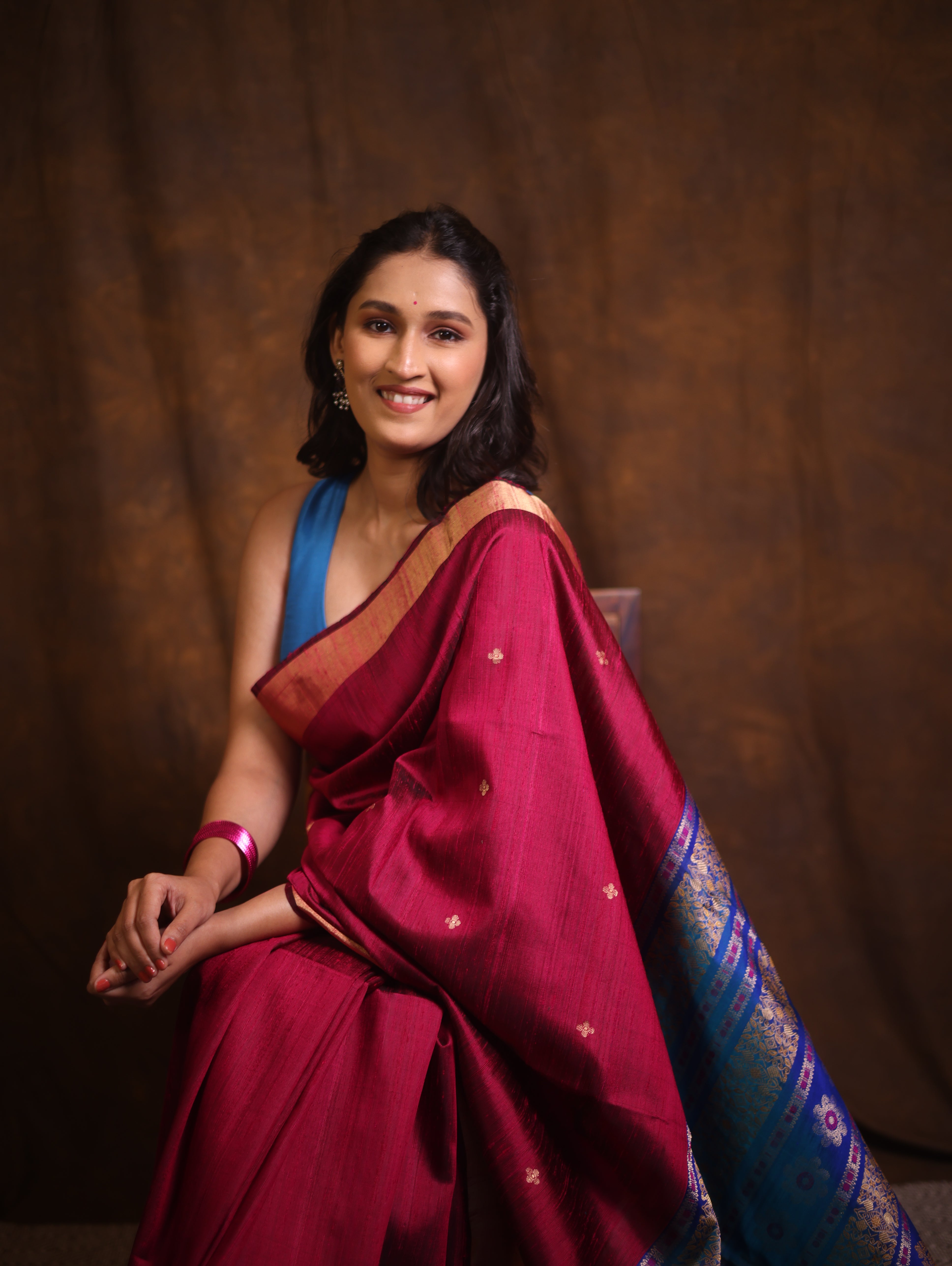 Plum Soft Silk Saree - SRPSSS418