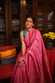 Pink Tussar Silk Saree - SRPTSS1484