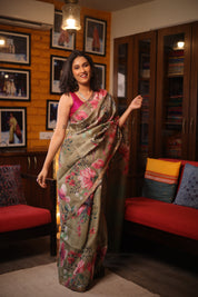 Green Tussar Silk Saree - SRGTSS1354