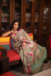 Green Tussar Silk Saree - SRGTSS1354