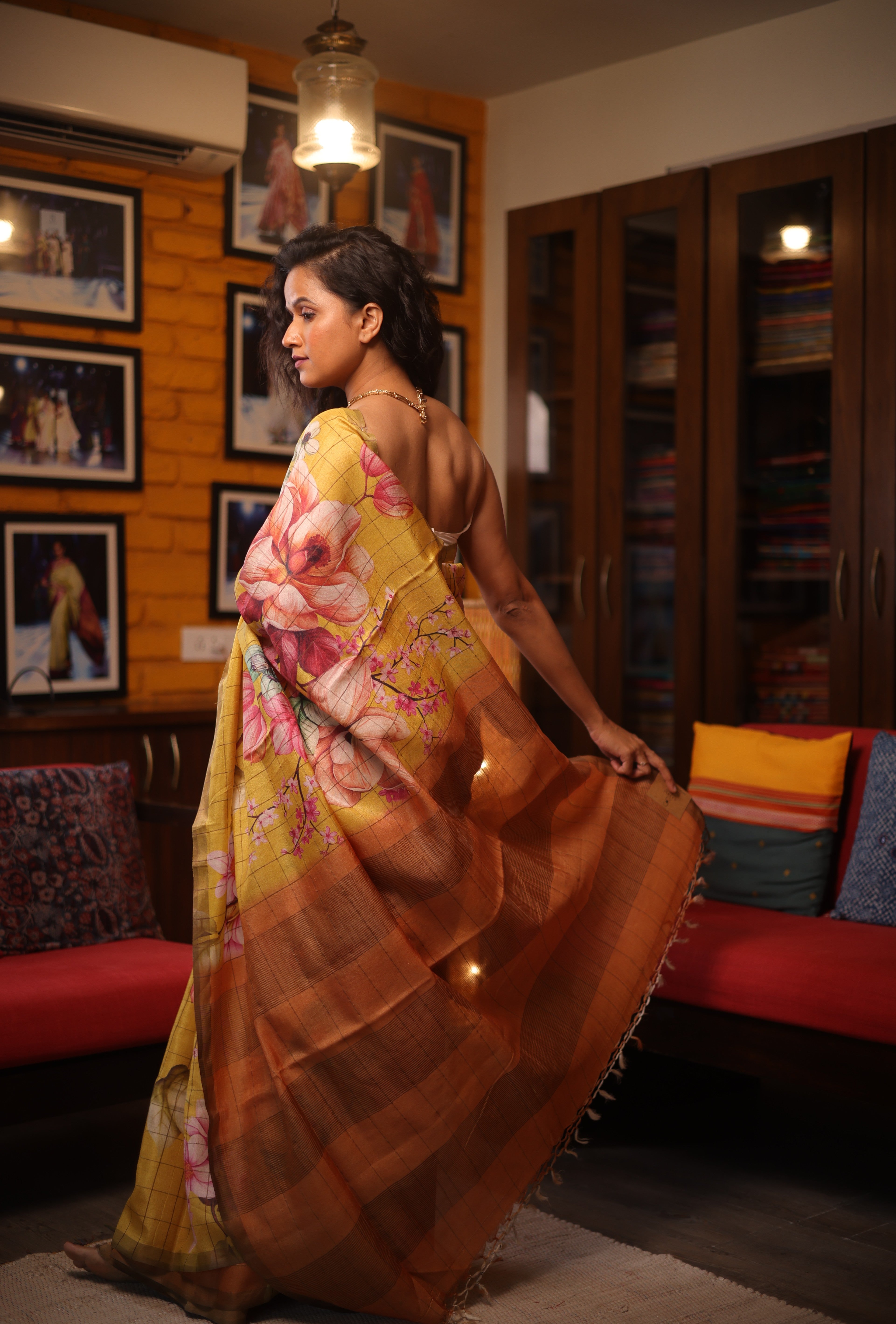 Yellow Tussar Silk Saree - SRYTSS1357