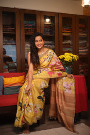 Yellow Tussar Silk Saree - SRYTSS1357