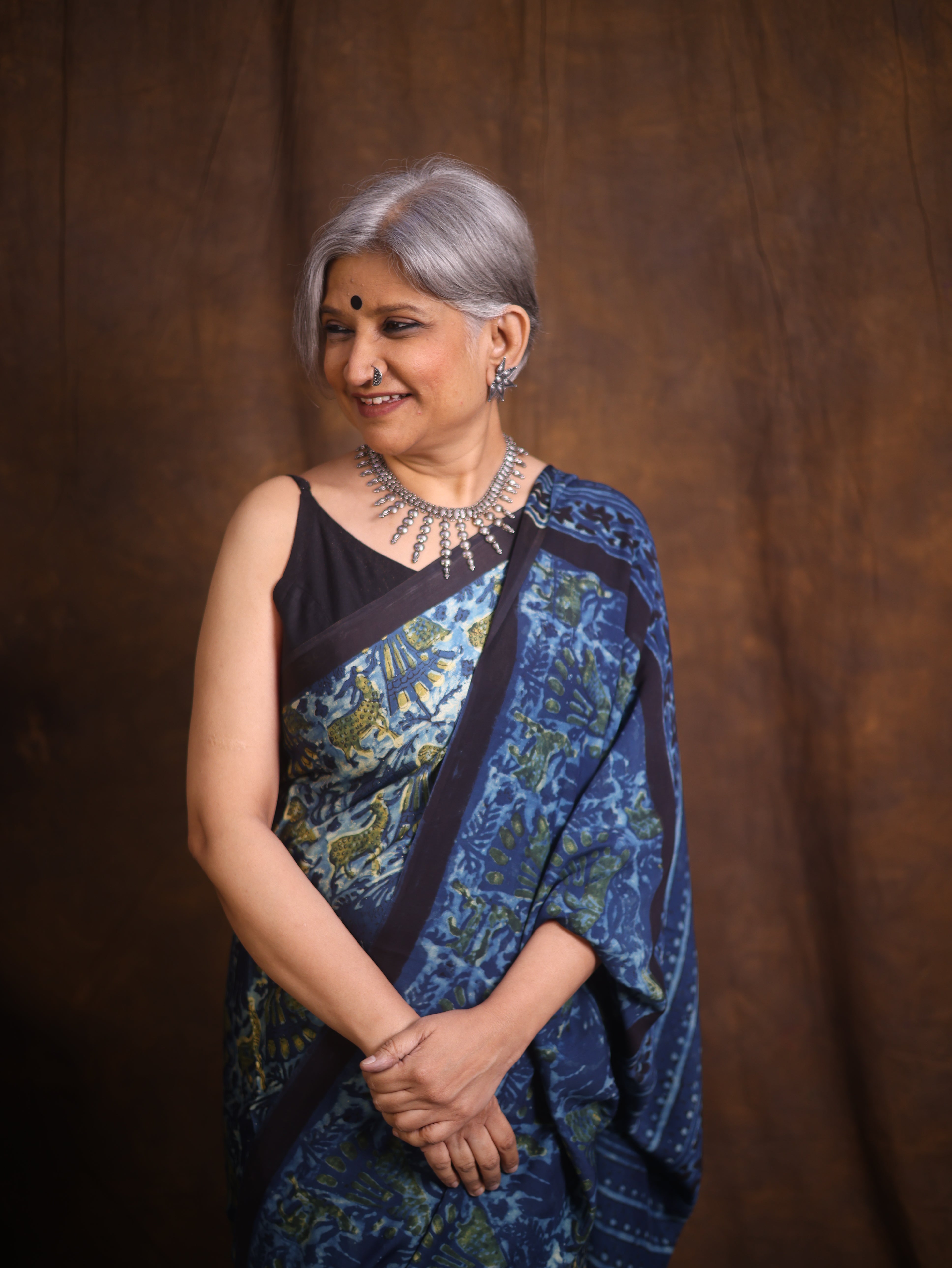 Blue HBP Modal Silk Saree - SRBMSS460