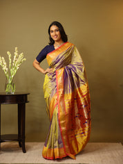 Two Tone Purple Silk Paithani Saree - SRTTPSPS628