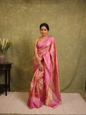 Pink Multicolor Tussar Silk Saree - SRPMTSS1761