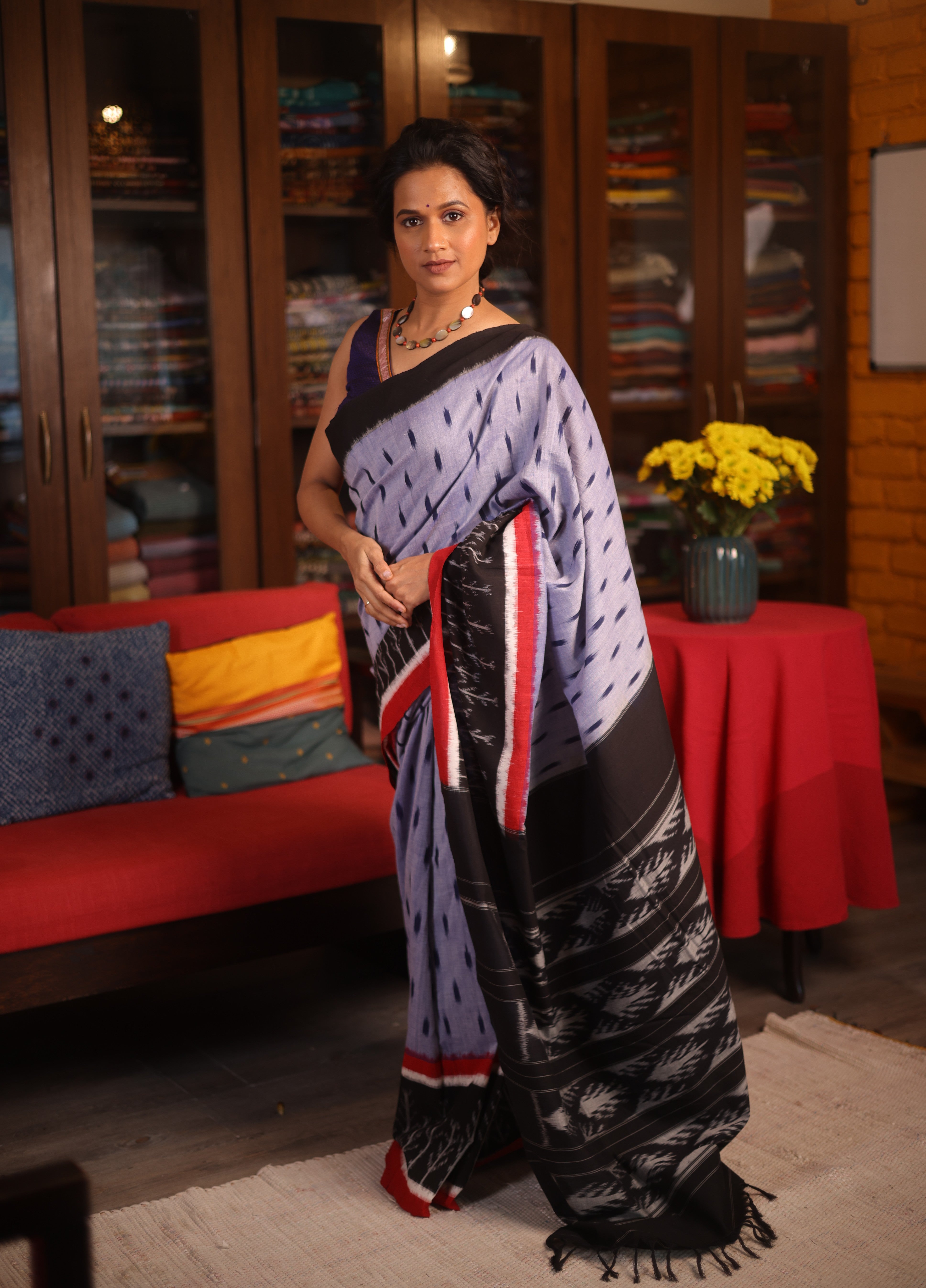 Blue Pochampalli Cotton Ikat Saree - SRBPCIS439
