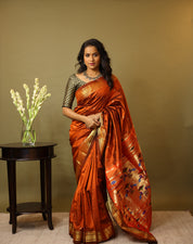 Brown Silk Paithani Saree - SRBSPS653