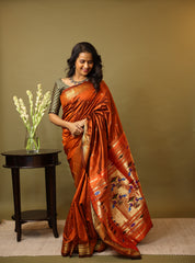 Brown Silk Paithani Saree - SRBSPS653