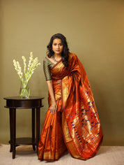 Brown Silk Paithani Saree - SRBSPS653