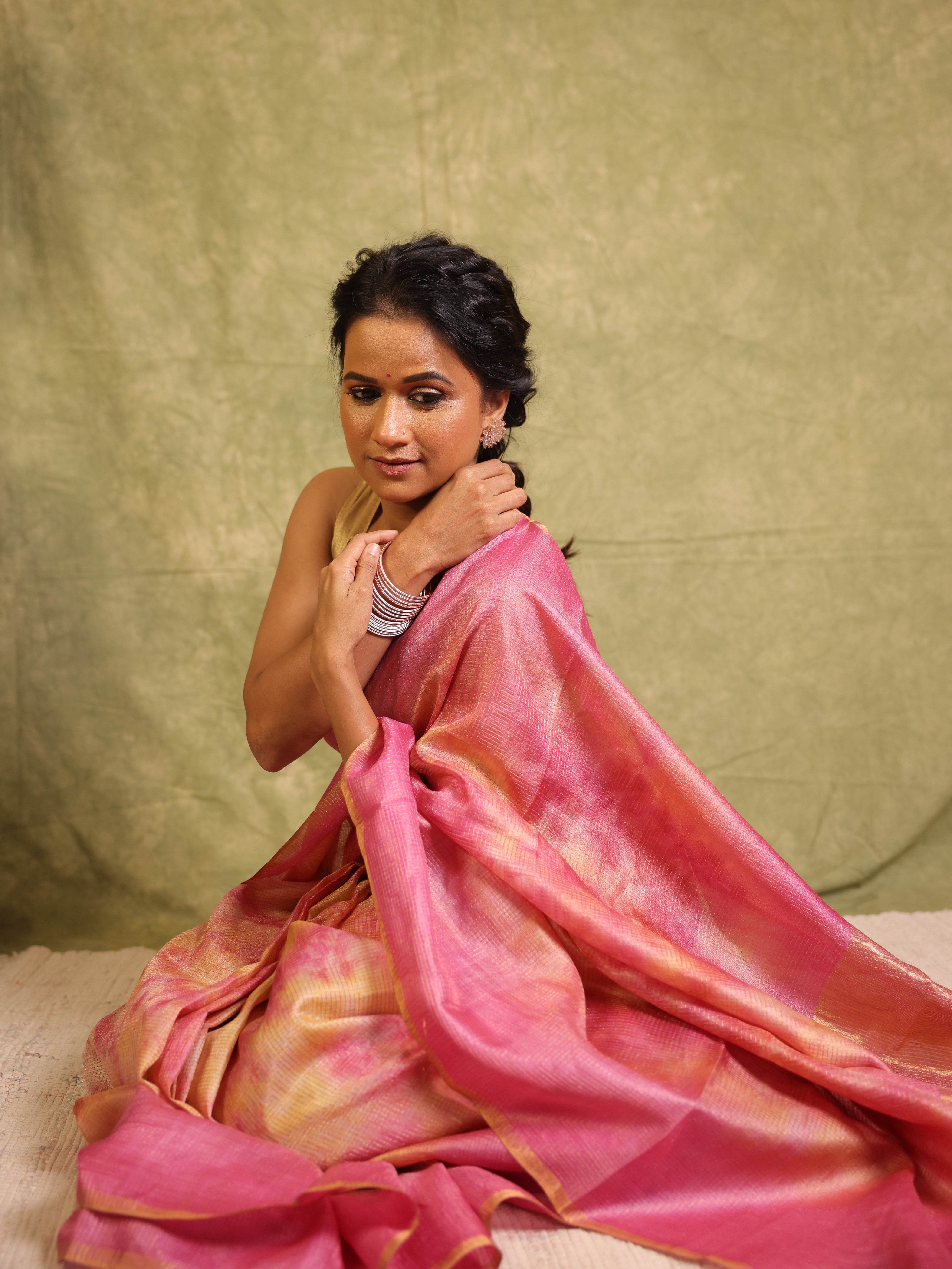 Pink Multicolor Tussar Silk Saree - SRPMTSS1761