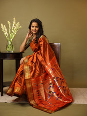 Brown Silk Paithani Saree - SRBSPS653