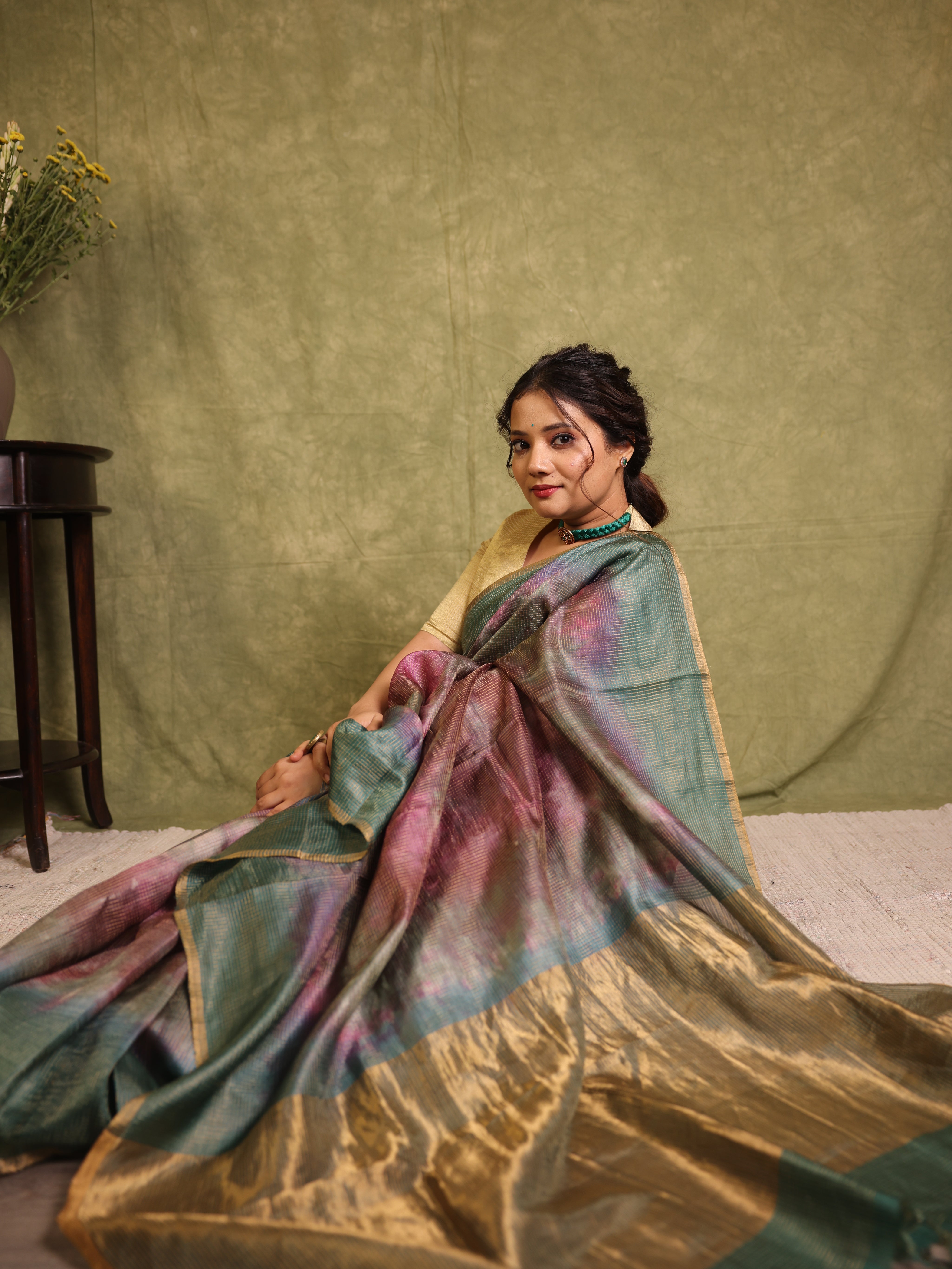 Green Multicolor Tussar Silk Saree - SRGMTSS1756