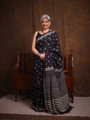 Black Cream HBP Cotton Saree - SRBCCS3103
