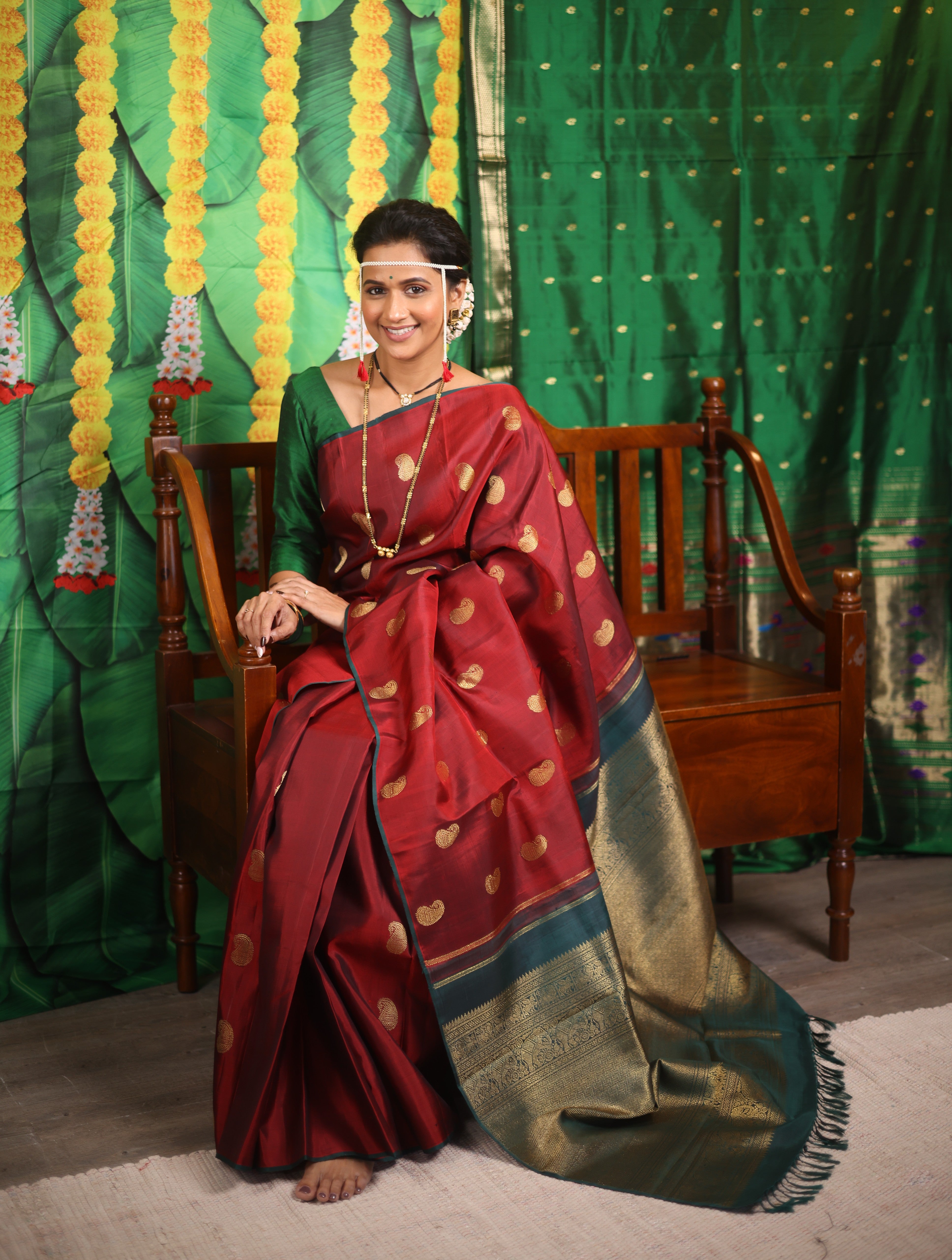 Rudra Ambi Kanjeevaram Silk Saree - Saavari - SSRAKSS66